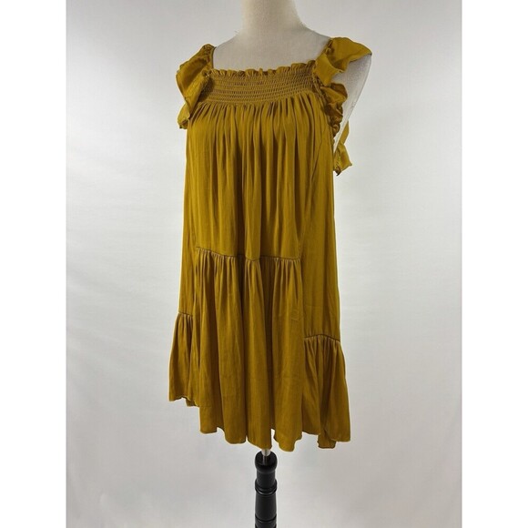 Intimately Free People Want Your Love Slip Dress Yellow Gold Small Mustard Mini - Picture 12 of 13
